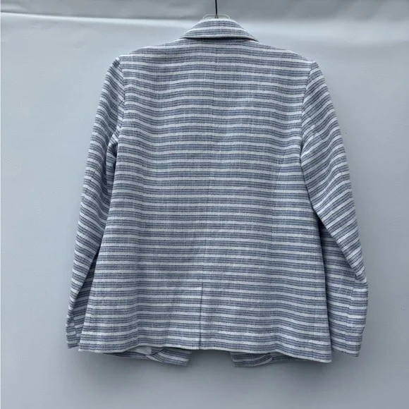 J. Jill Classic Blue and White Striped Double Breasted Blazer Size petite XS - Picture 4 of 14